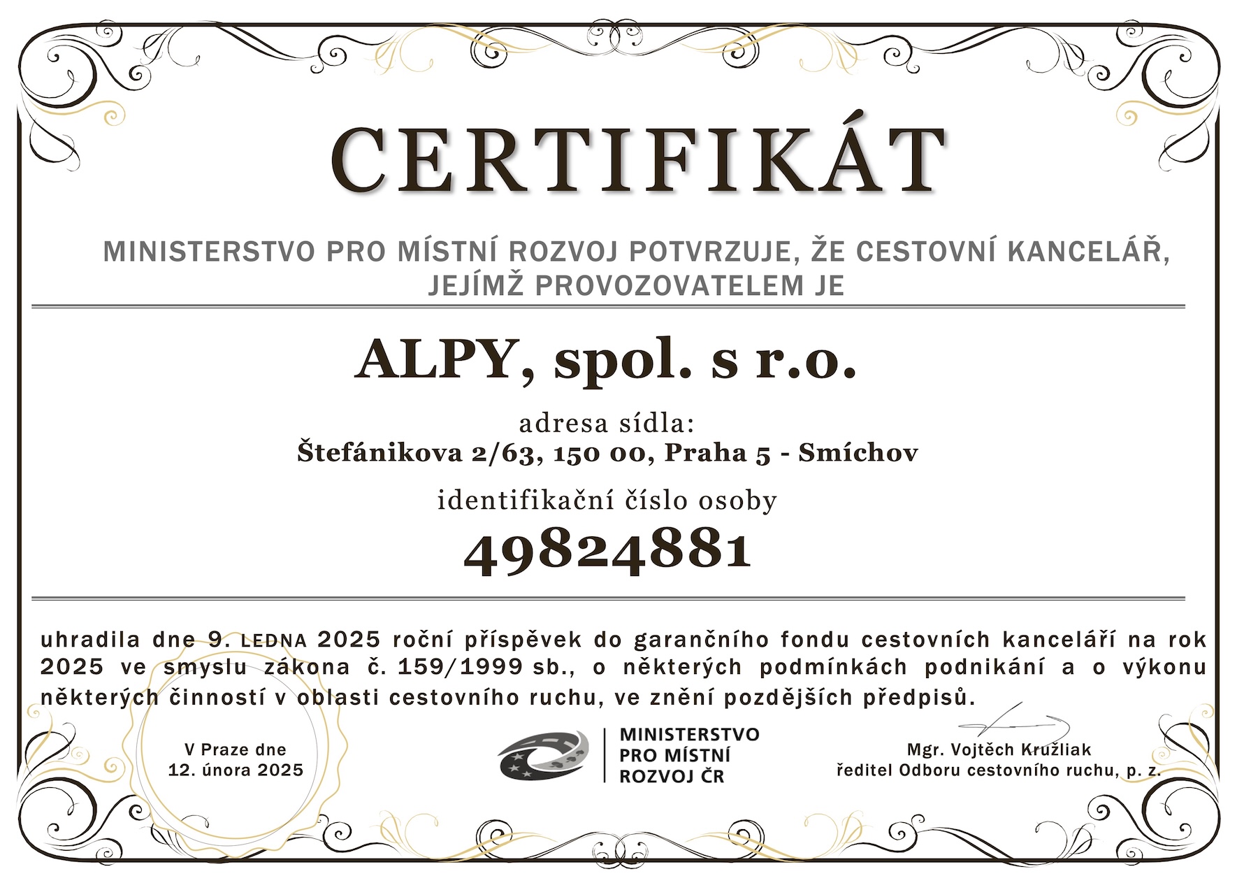 Potvrzení garanční fond